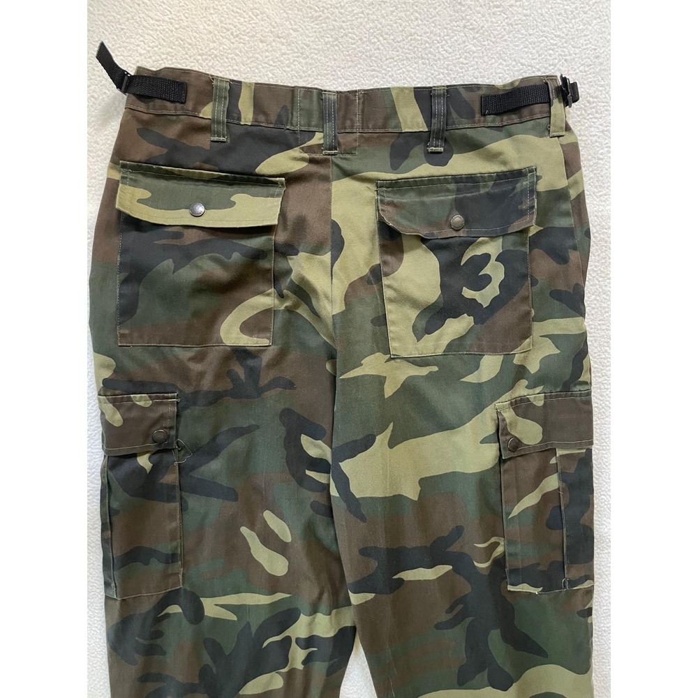 Vintage 90s Northwest Territory Mens Large Cargo Pants Woodland Camo Adj Waist - Picture 13 of 16